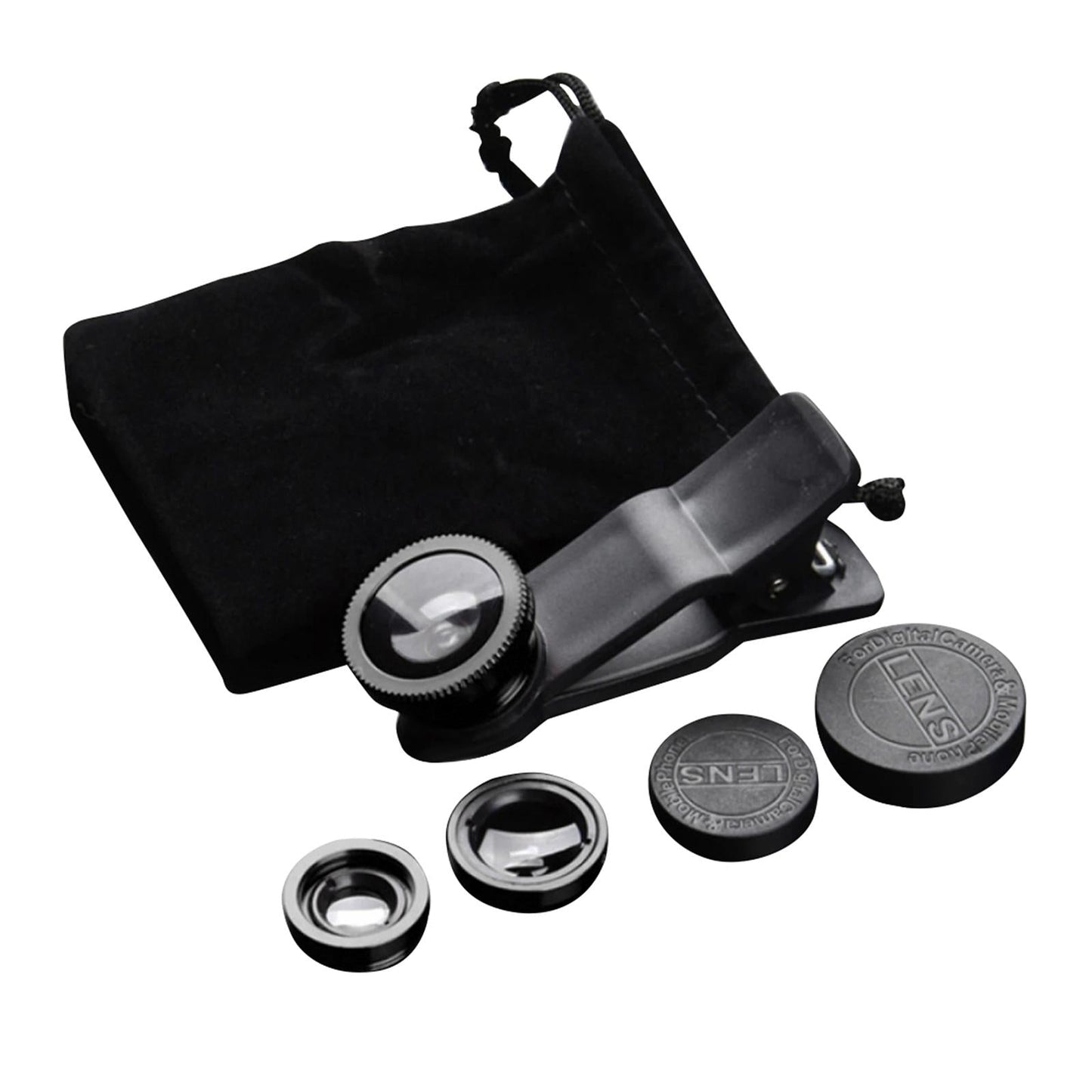 Universal Phone Lens Three Lens Phone Camera Lens Kits for Photo Cameras Black