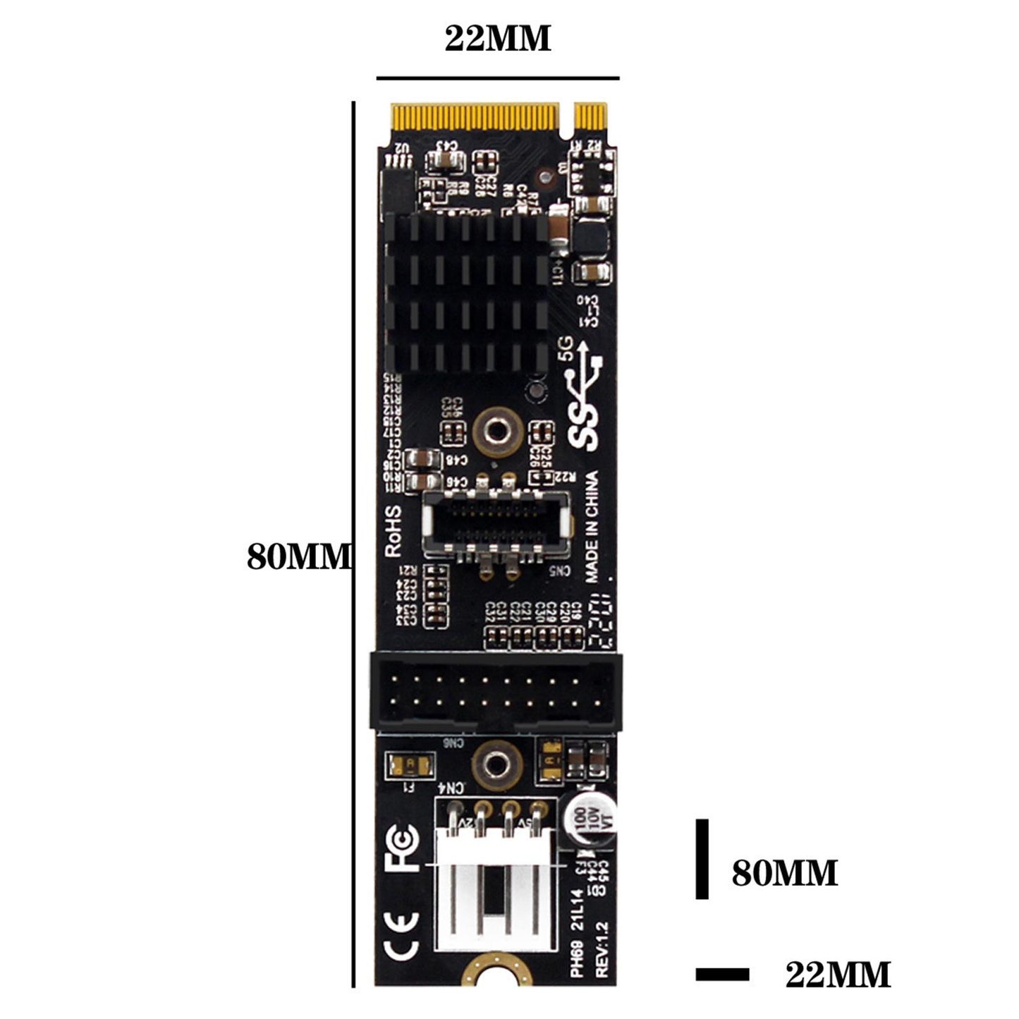 M.2 to USB 3.1 Expansion Card USB 3.1 Panel Socket