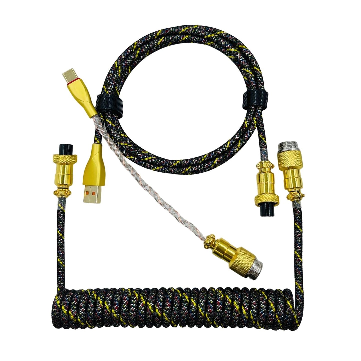 coil Type C Cable for Mechanical Keyboard Coiling Spring Sprial Cable Black 3pcs