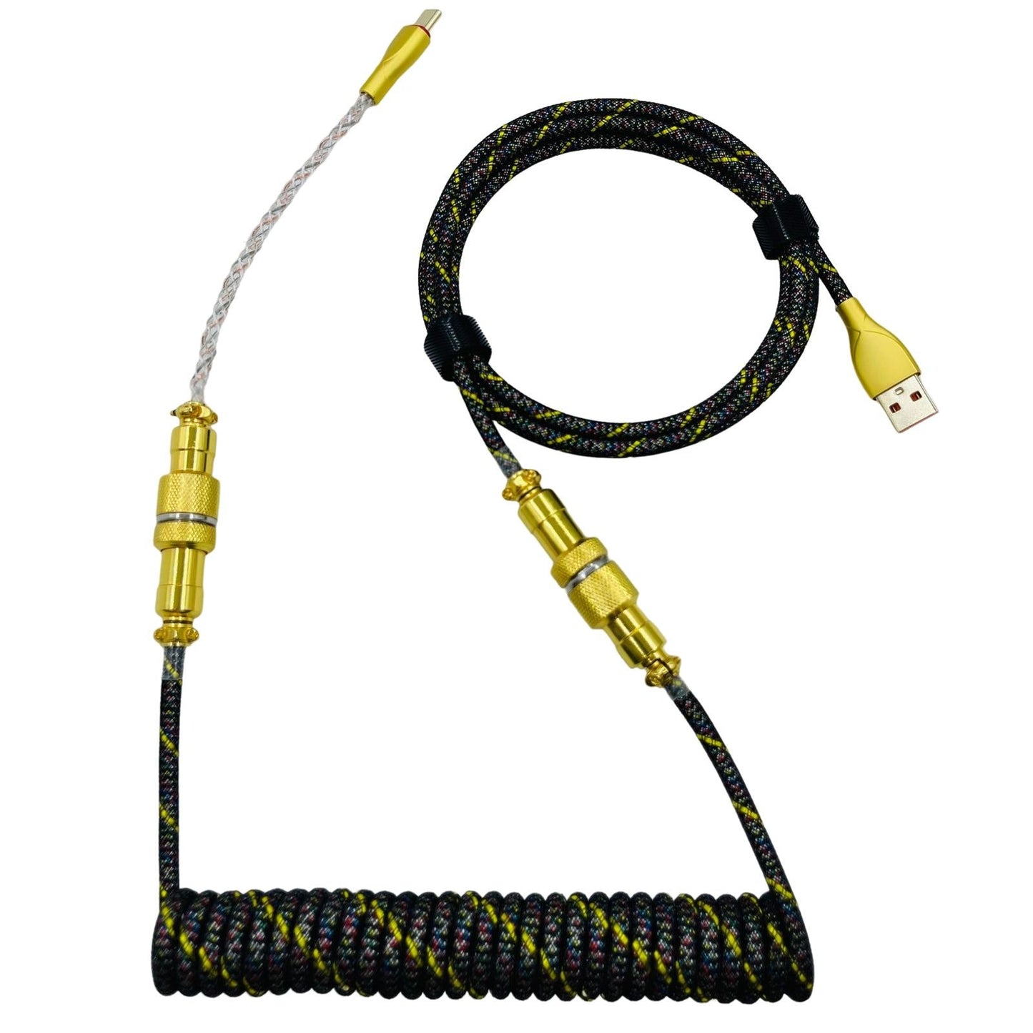 coil Type C Cable for Mechanical Keyboard Coiling Spring Sprial Cable Black 3pcs