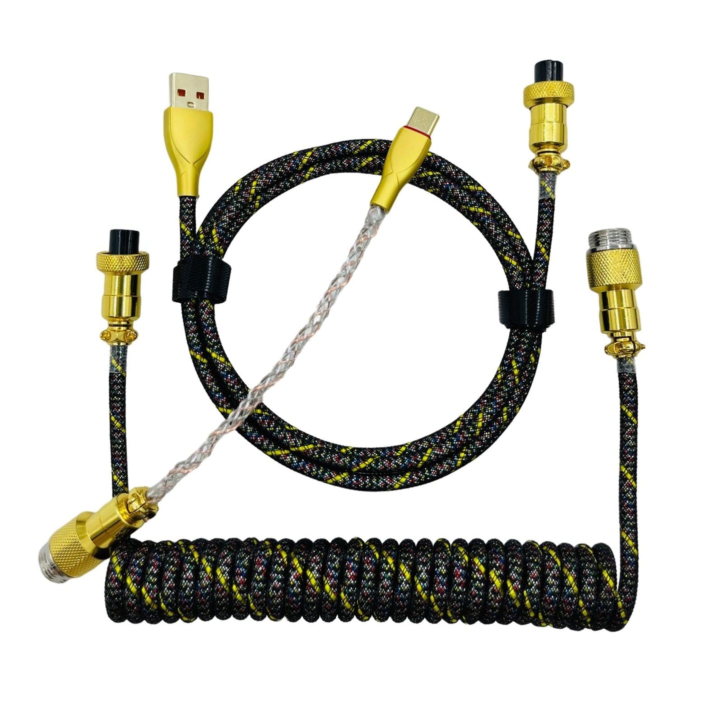 coil Type C Cable for Mechanical Keyboard Coiling Spring Sprial Cable Black 3pcs