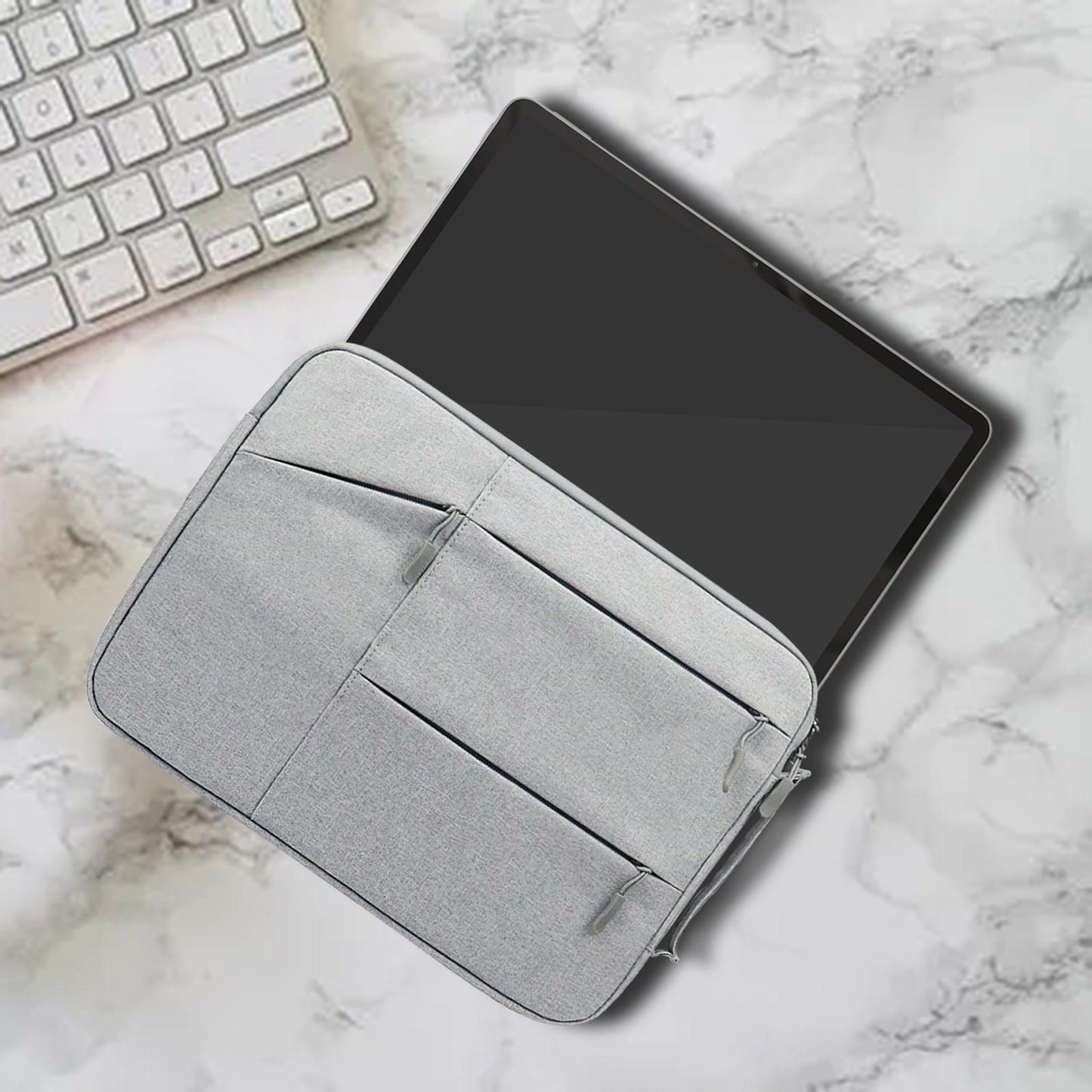 Laptop Sleeve Bag Anti Seismic Multi Functional 6 Mesh Bags for Men Notebook grey370mmX265mmX20mm