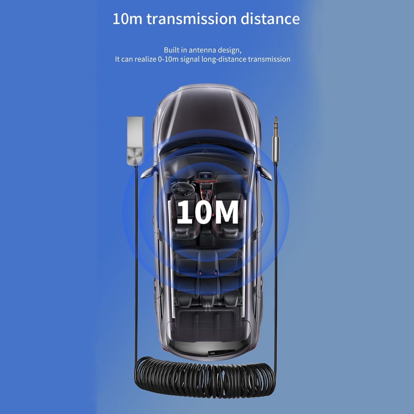 USB 3.5mm AUX adapter for car Receiver Wireless TPE Elastic Cable, Braided