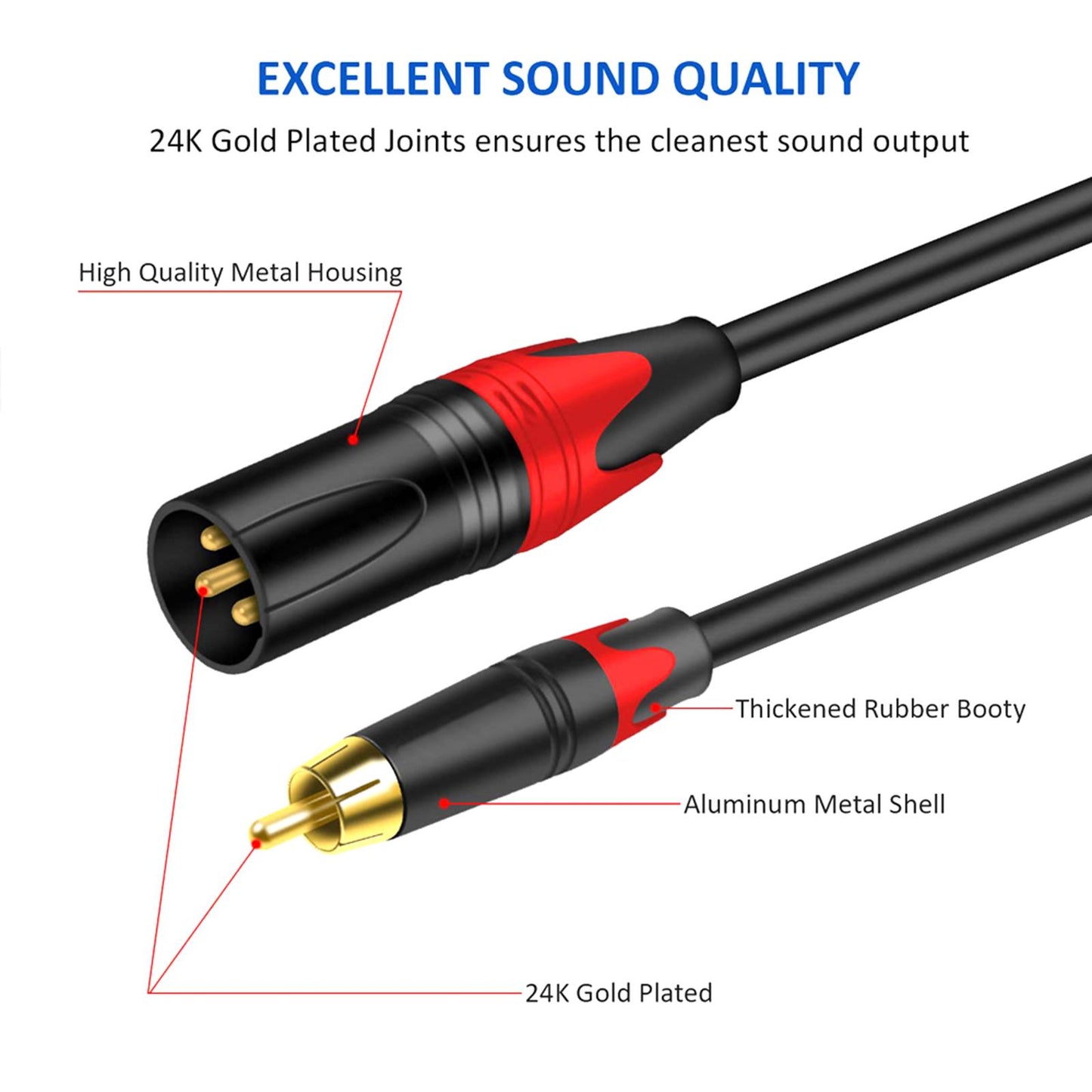 3 Pin XLR rca Microphone Cable Cord for Speakers XLR rca Mic Cable Female to Male 1m