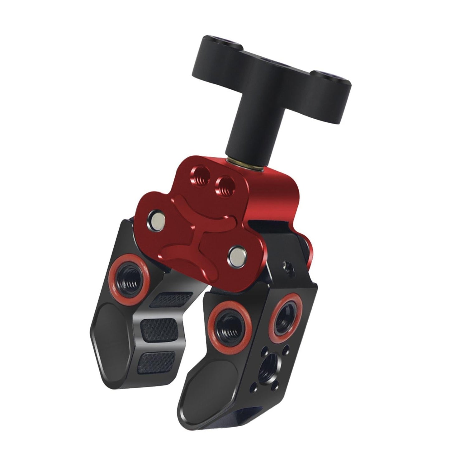 Claw Clamp with 1/4inch Thread Holes 3/8inch Locating Pin for Camera Tripod Black Red