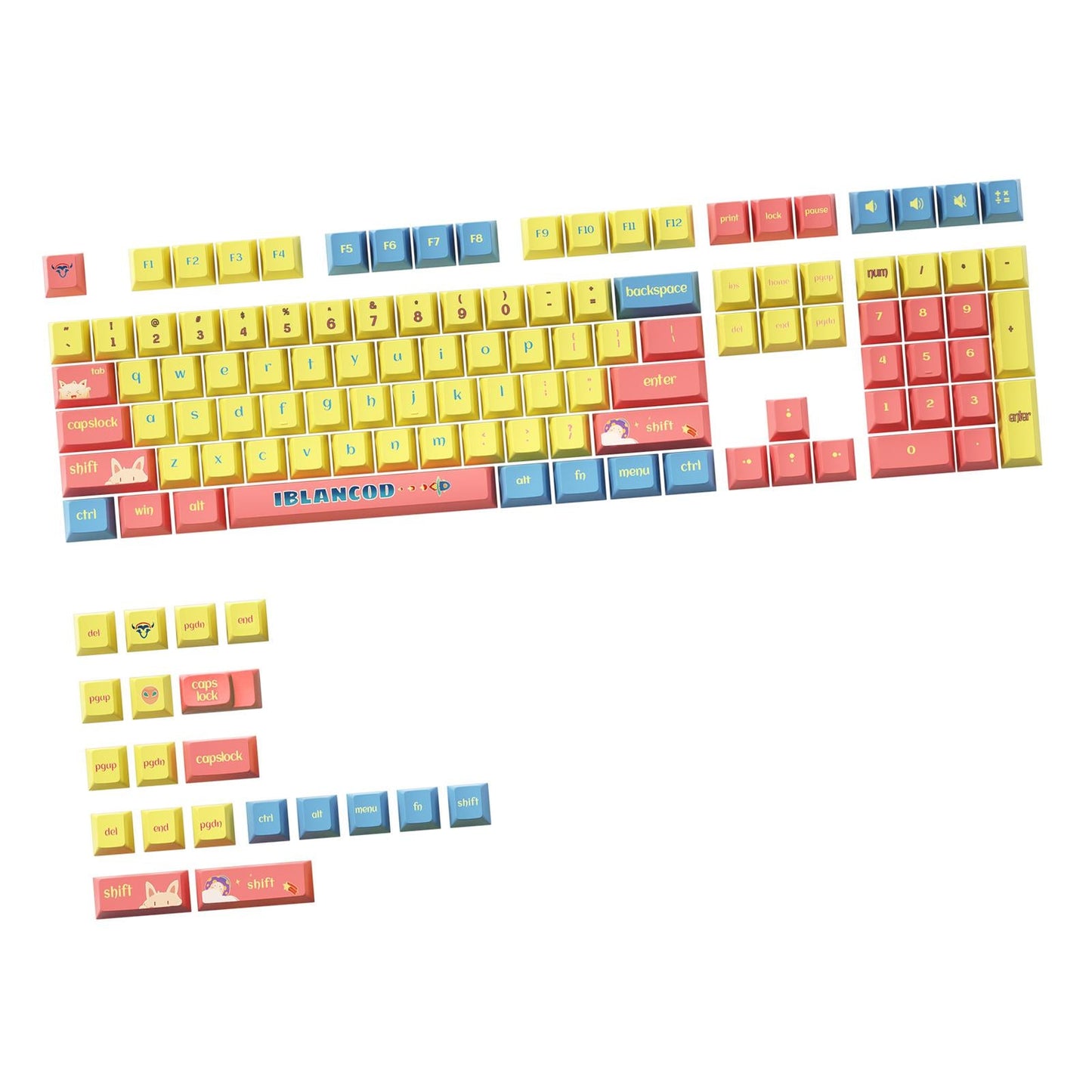 127 Keys Keycaps PBT for cross Mechanical Shafts Direct Replaces Durable