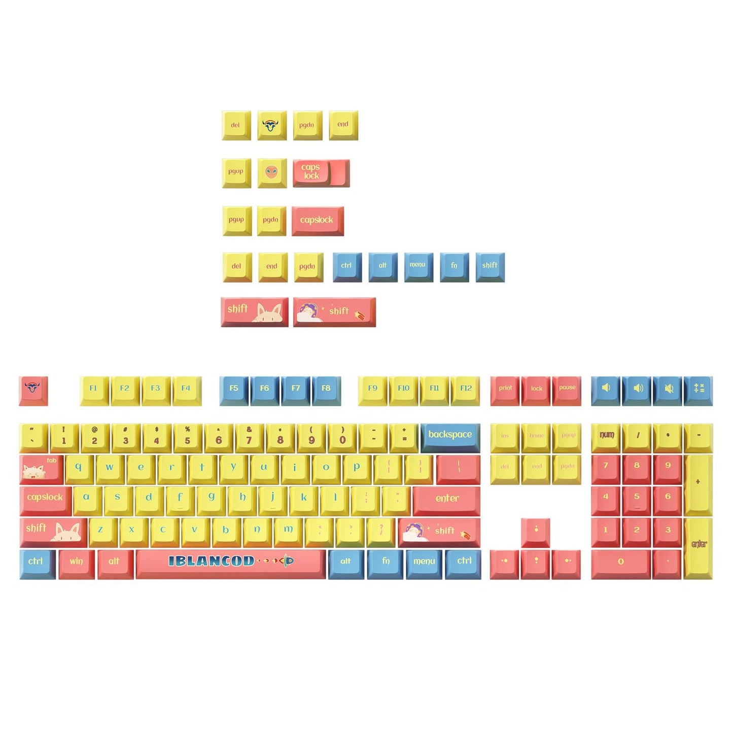 127 Keys Keycaps PBT for cross Mechanical Shafts Direct Replaces Durable