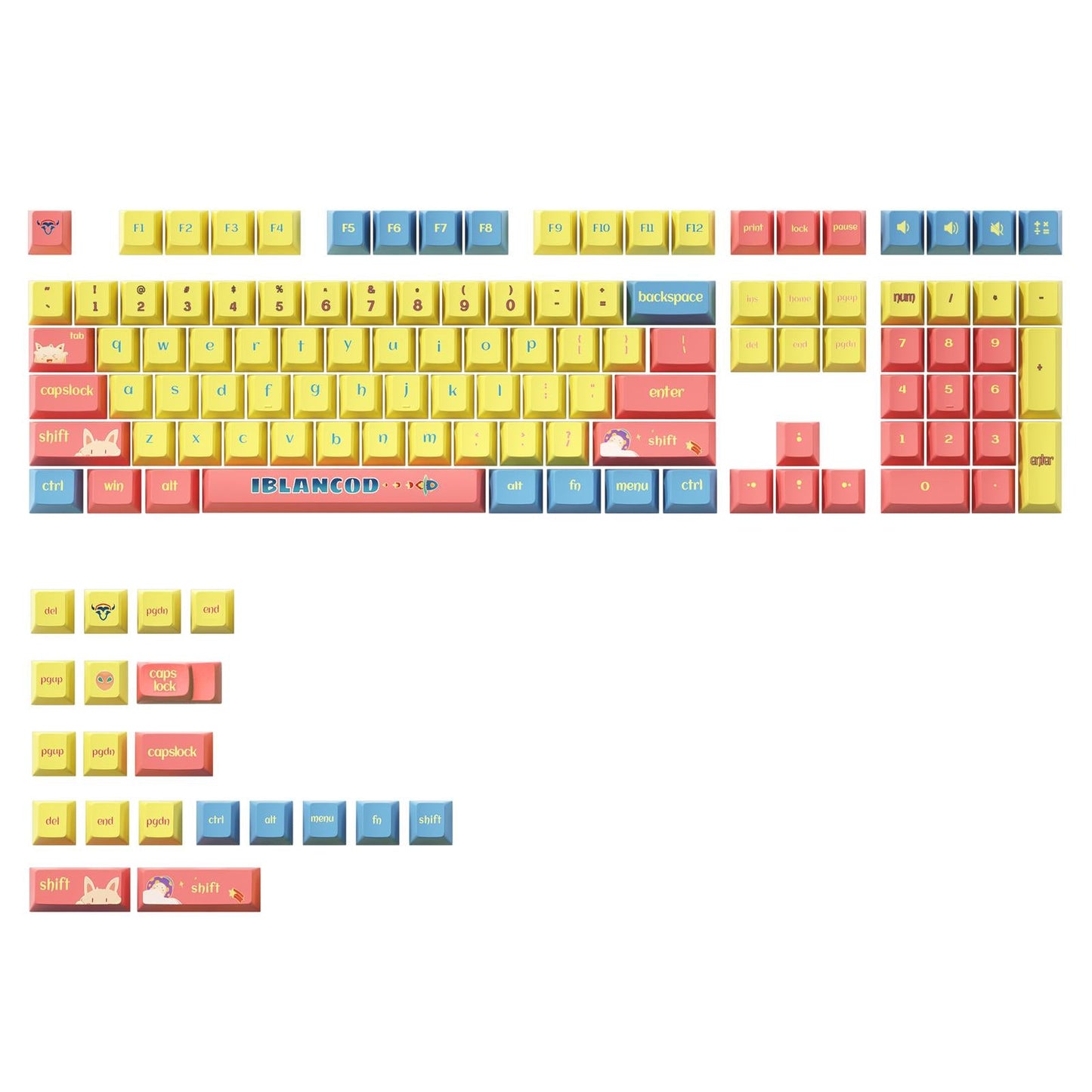 127 Keys Keycaps PBT for cross Mechanical Shafts Direct Replaces Durable