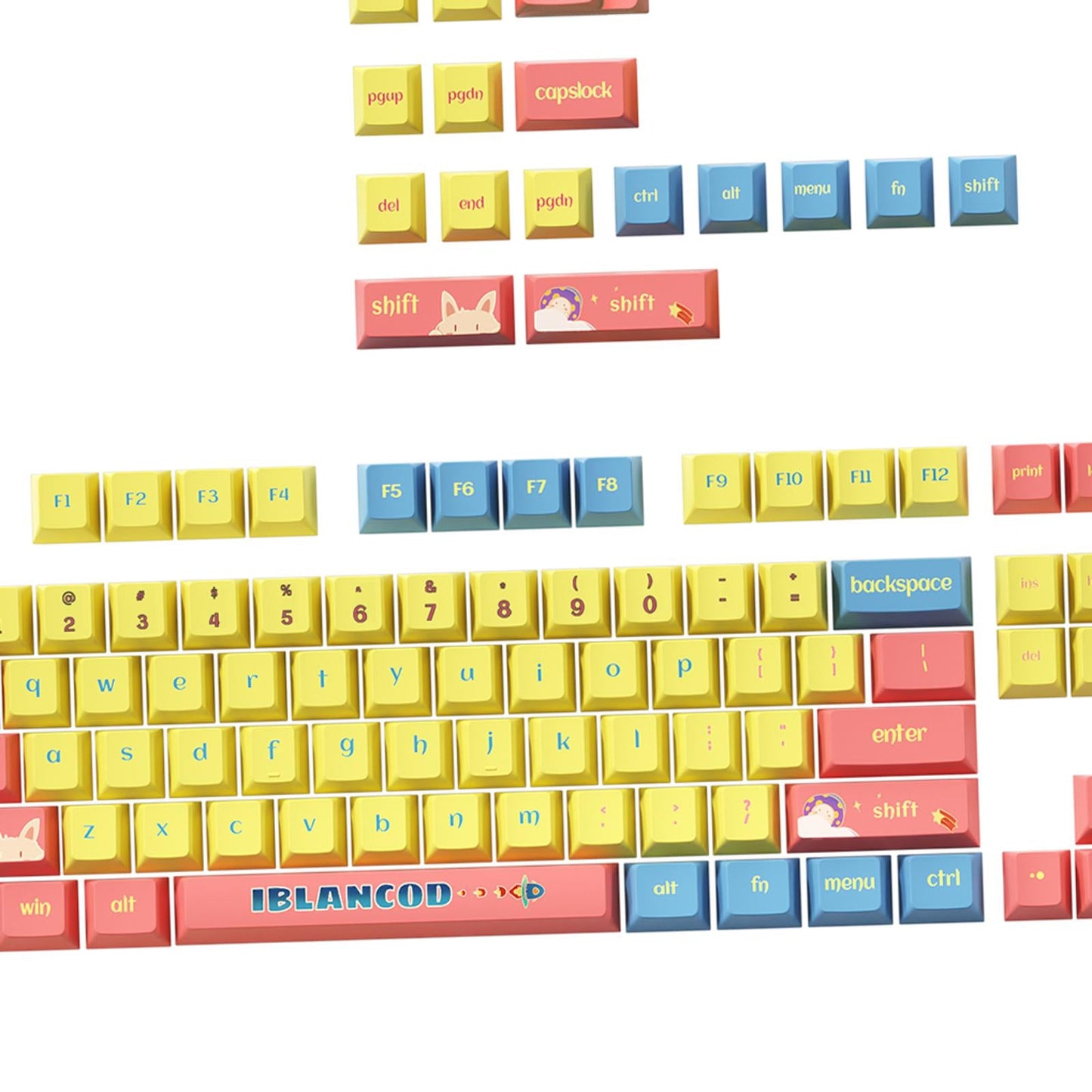 127 Keys Keycaps PBT for cross Mechanical Shafts Direct Replaces Durable