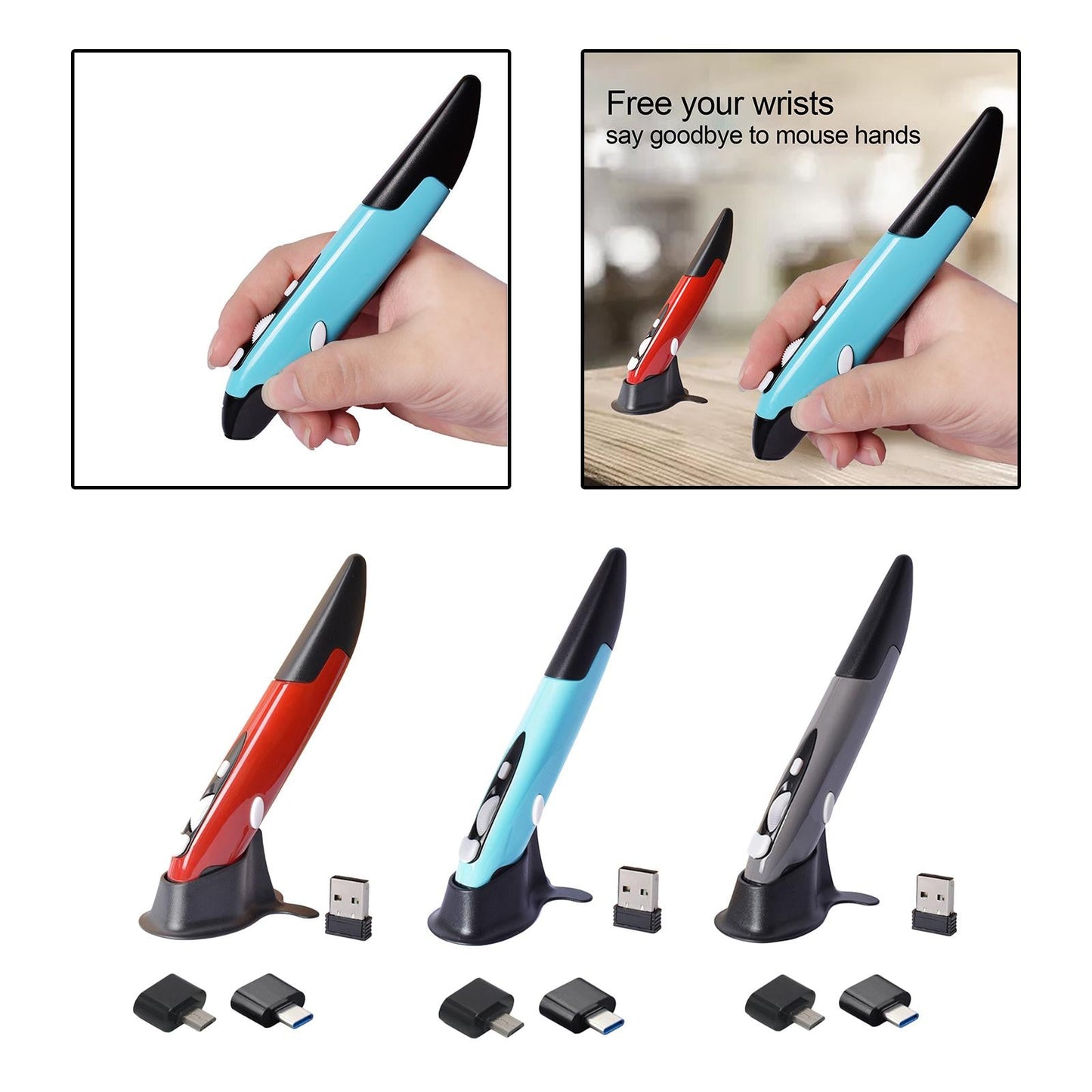 2.4G Wireless Mouse Pen Handwriting for Notebook Phone Laptop Red