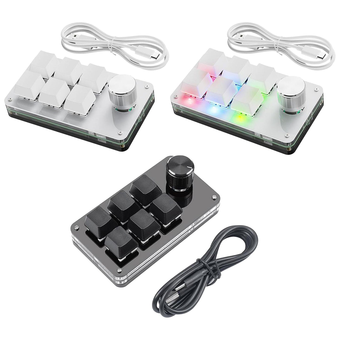 Programming macro Knob Keyboard Multifunctional Portable White