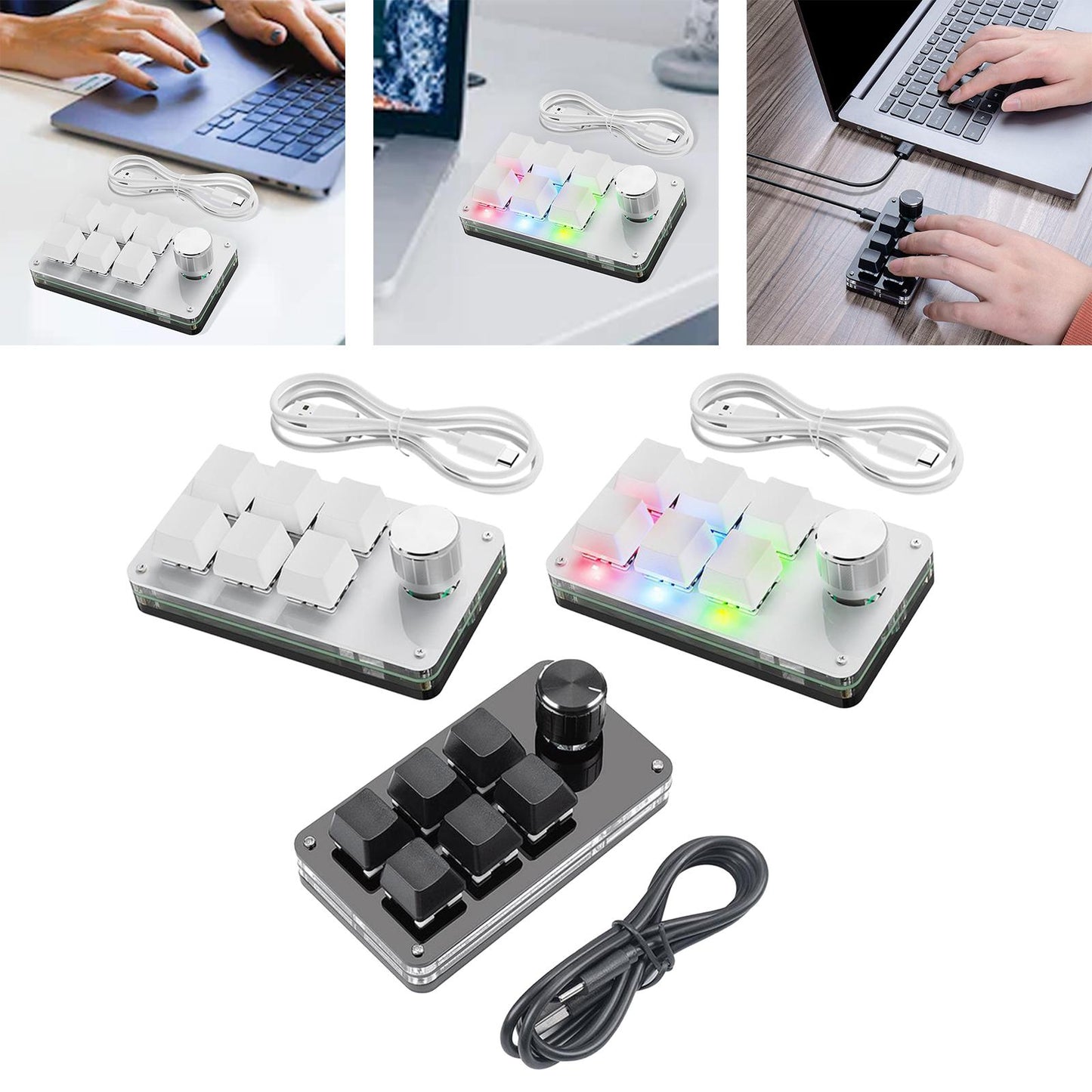 Programming macro Knob Keyboard Multifunctional Portable White