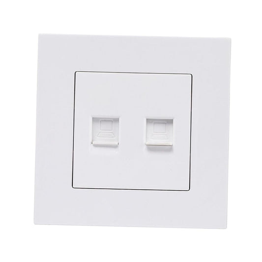 Dual Ethernet Wall Plate Network Cable Socket 86Mmx86mm 10A Rated Current