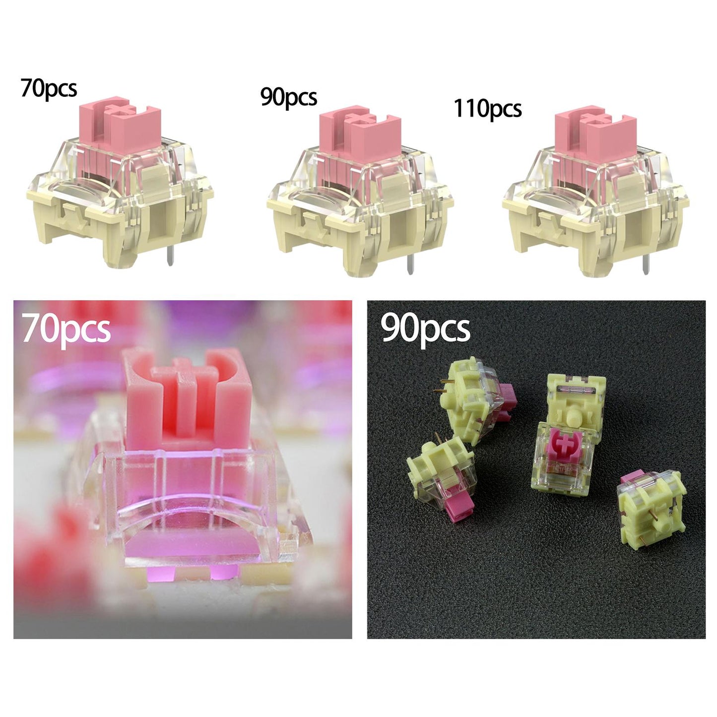 Mechanical Keyboard Switch Smooth Good Light Transmission for Ttc Gold Pink 70pcs