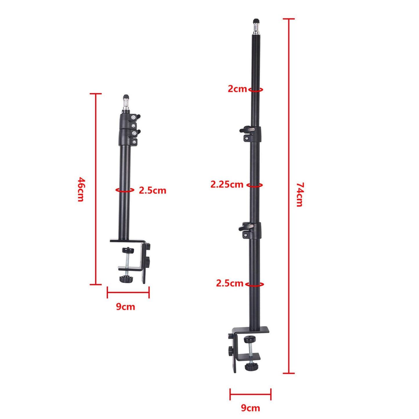 Adjustable Desk Mount Stand W/ 1/4 screws L clamp for light DSLR Desktop