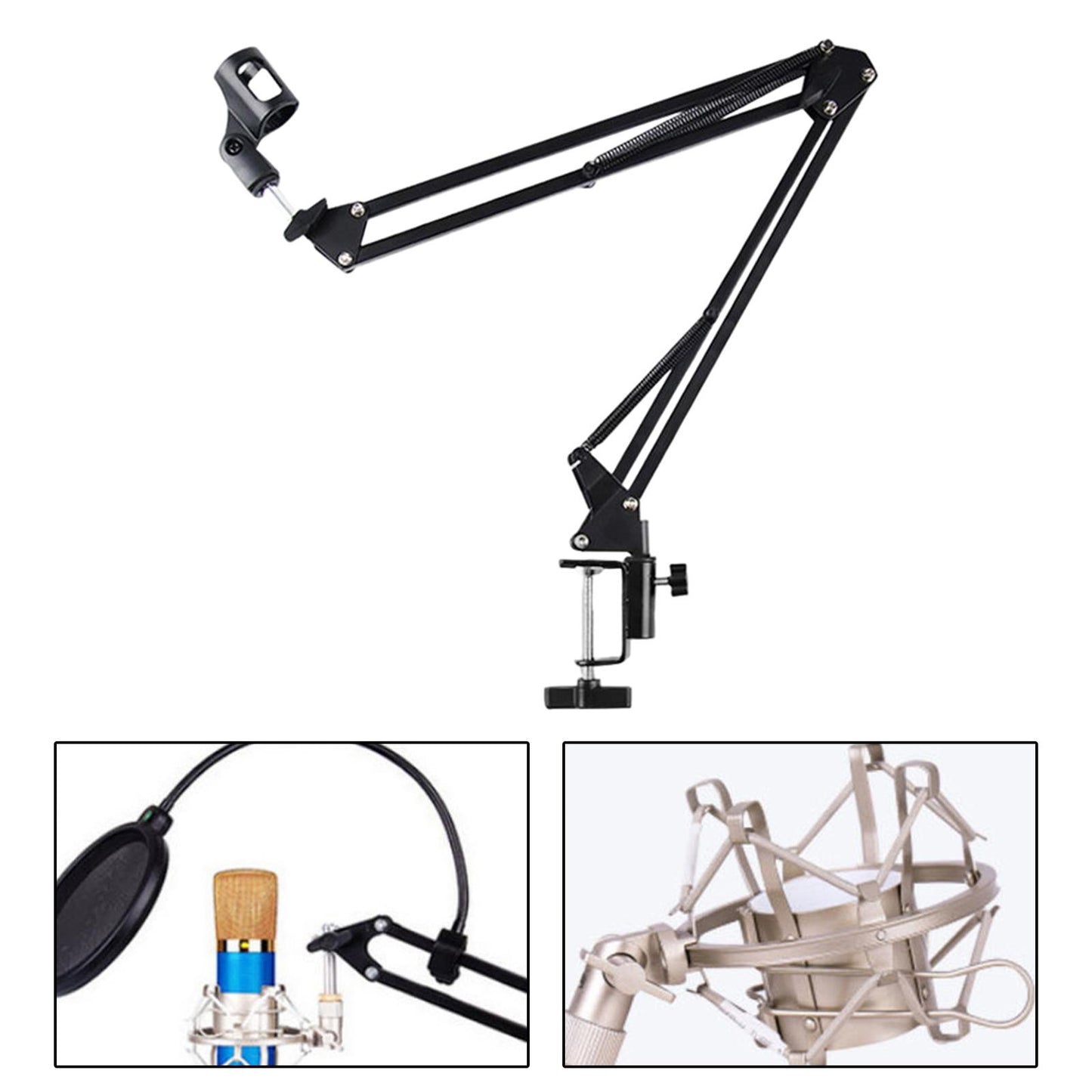 Microphone Arm Stand with Desk Clamp Sturdy for Podcasting Radio Station