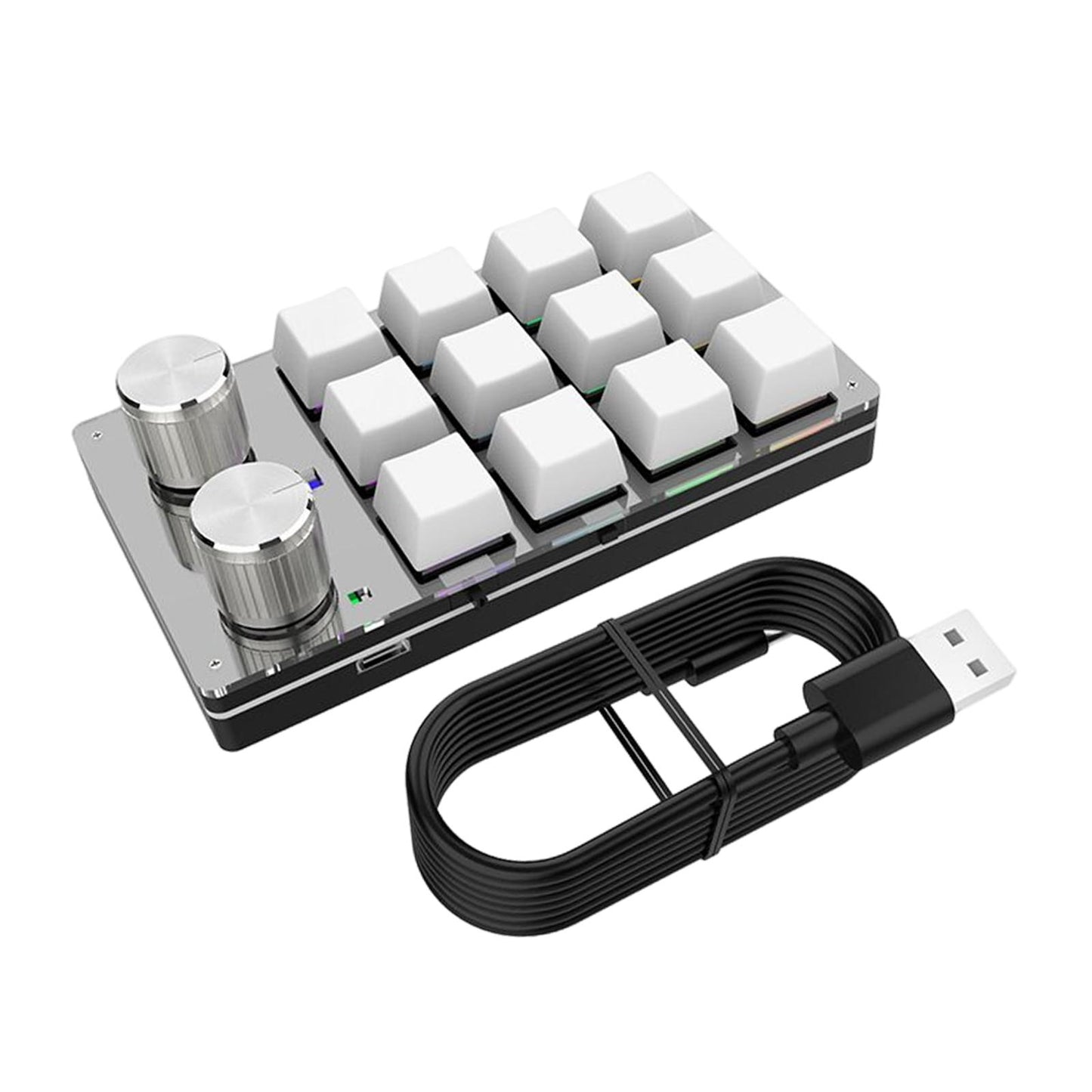 12 Key Mini Mechanical Keyboard Programmable Keypad RGB Lights for Office White