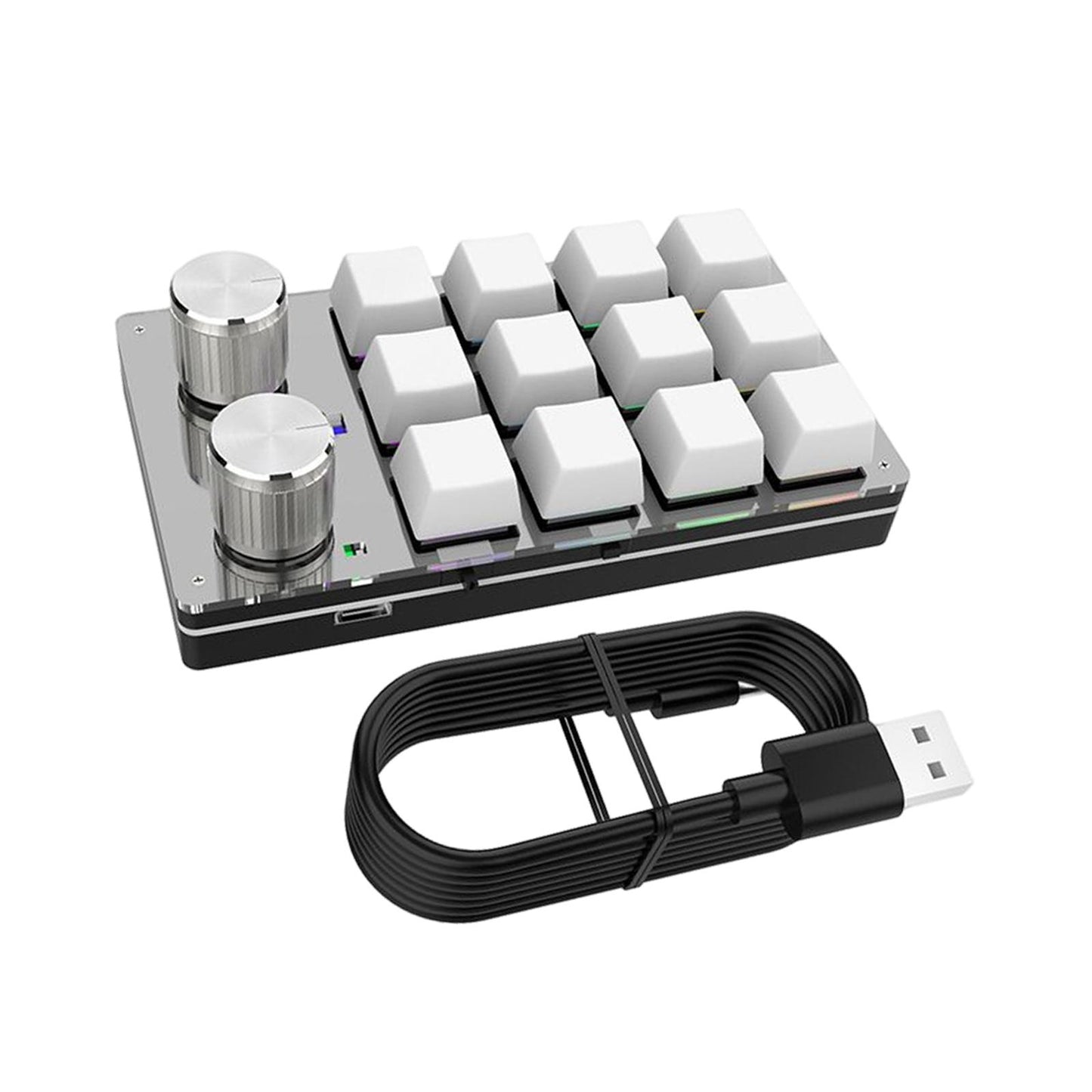 12 Key Mini Mechanical Keyboard Programmable Keypad RGB Lights for Office White