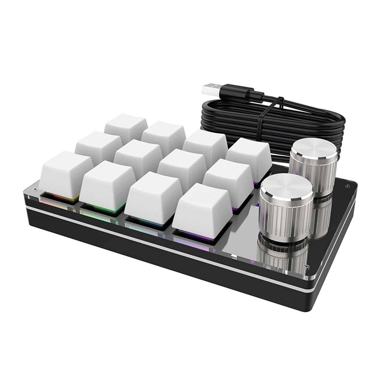 12 Key Mini Mechanical Keyboard Programmable Keypad RGB Lights for Office White
