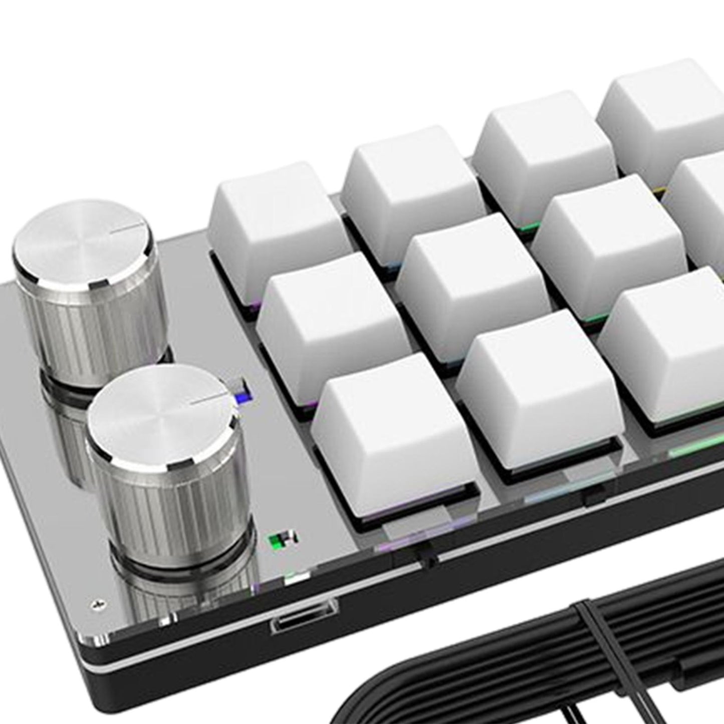12 Key Mini Mechanical Keyboard Programmable Keypad RGB Lights for Office White
