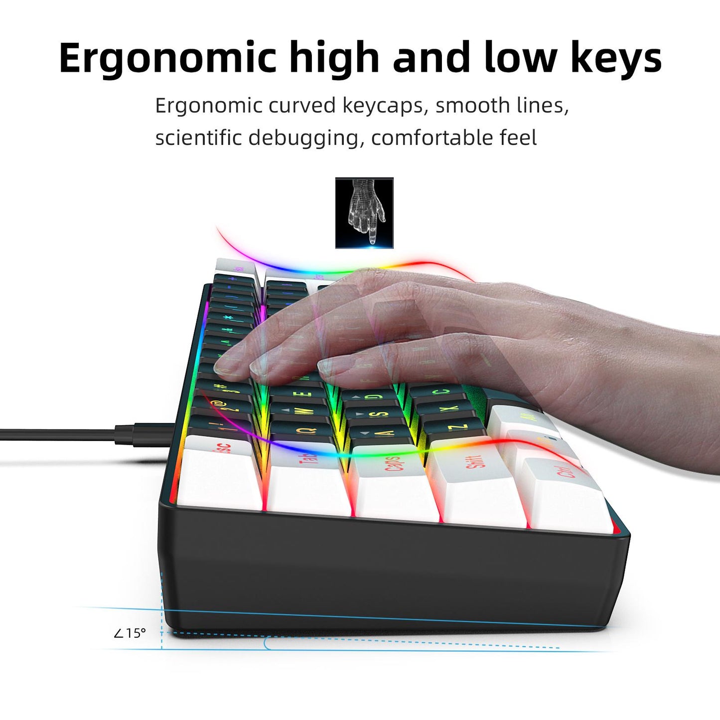 Gaming Keyboard PC Keyboard Multifunctional Portable Ergonomic for PC Office