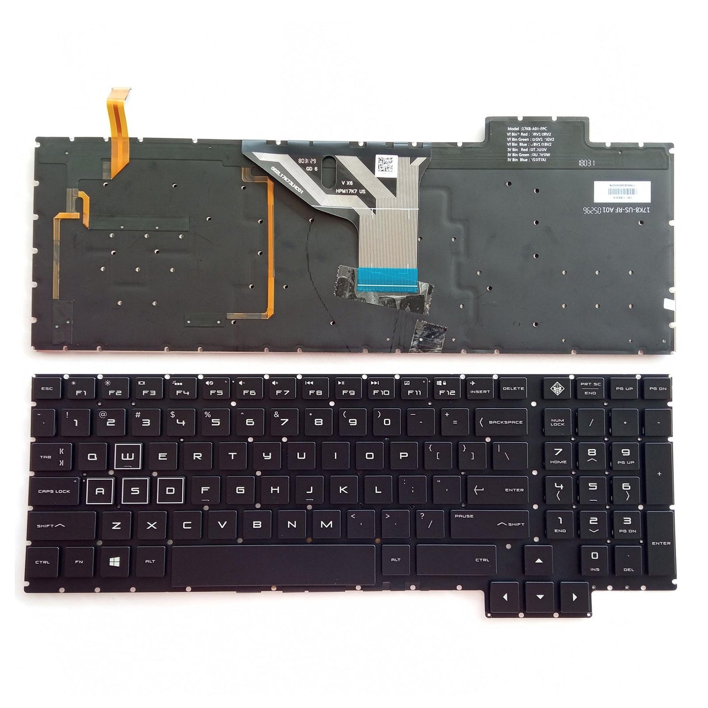 Sturdy US Layout Keyboard Plastic with Backlight for 15-Ce199NR 15-Ce198WM