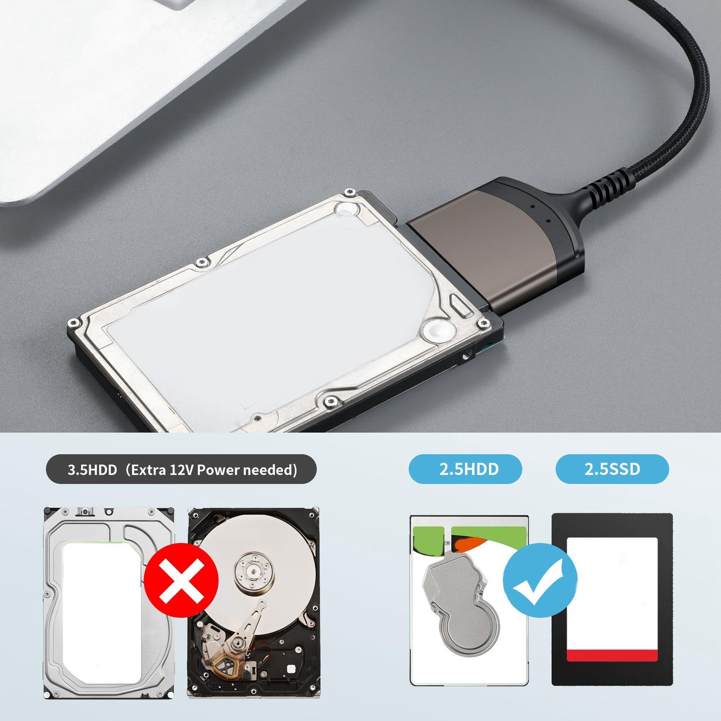 Multipurpose Type-C to Serial ATA Adapter Cable Stable Adapter for PC