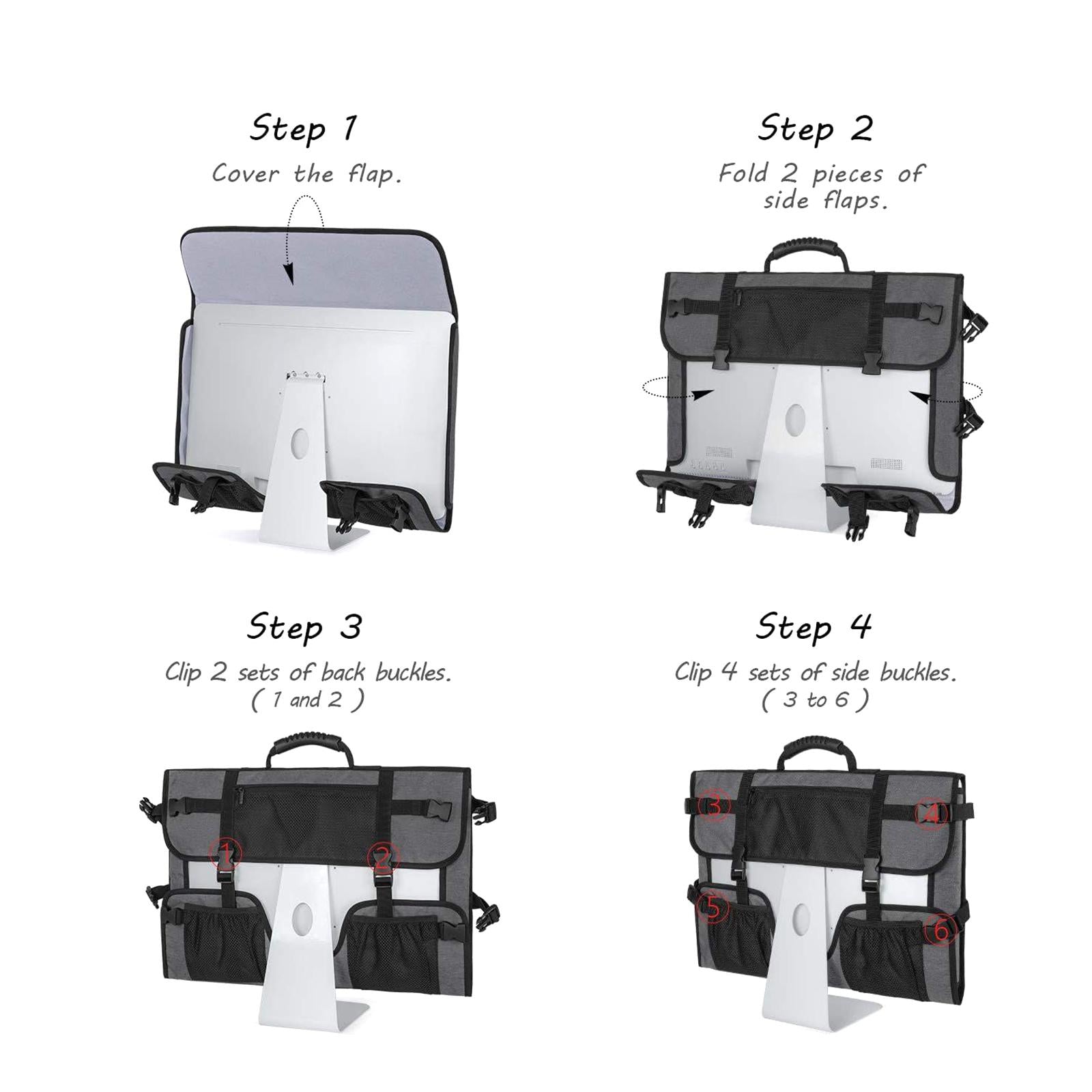 27inch Monitor Carrying Case Wear Resistant Padded for Desktop Computer