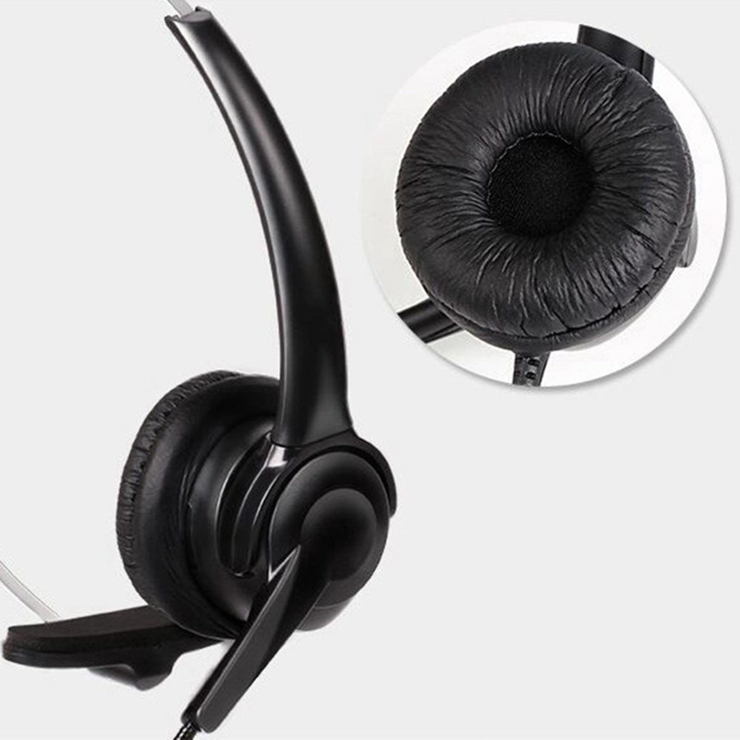 Phone Headsets Earphone Mic Head Wear Noise Cancelling Corded for Desk Phone
