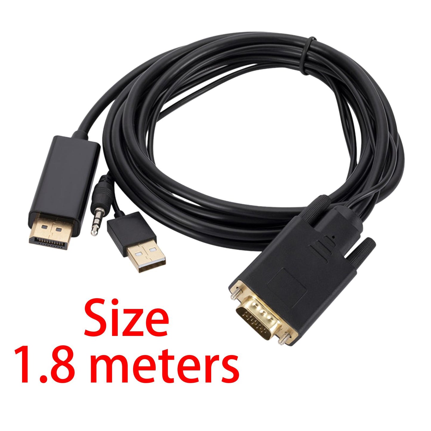 VGA to DisplayPort Cable 1.8M Male to Male Converter for PC Monitor Laptop