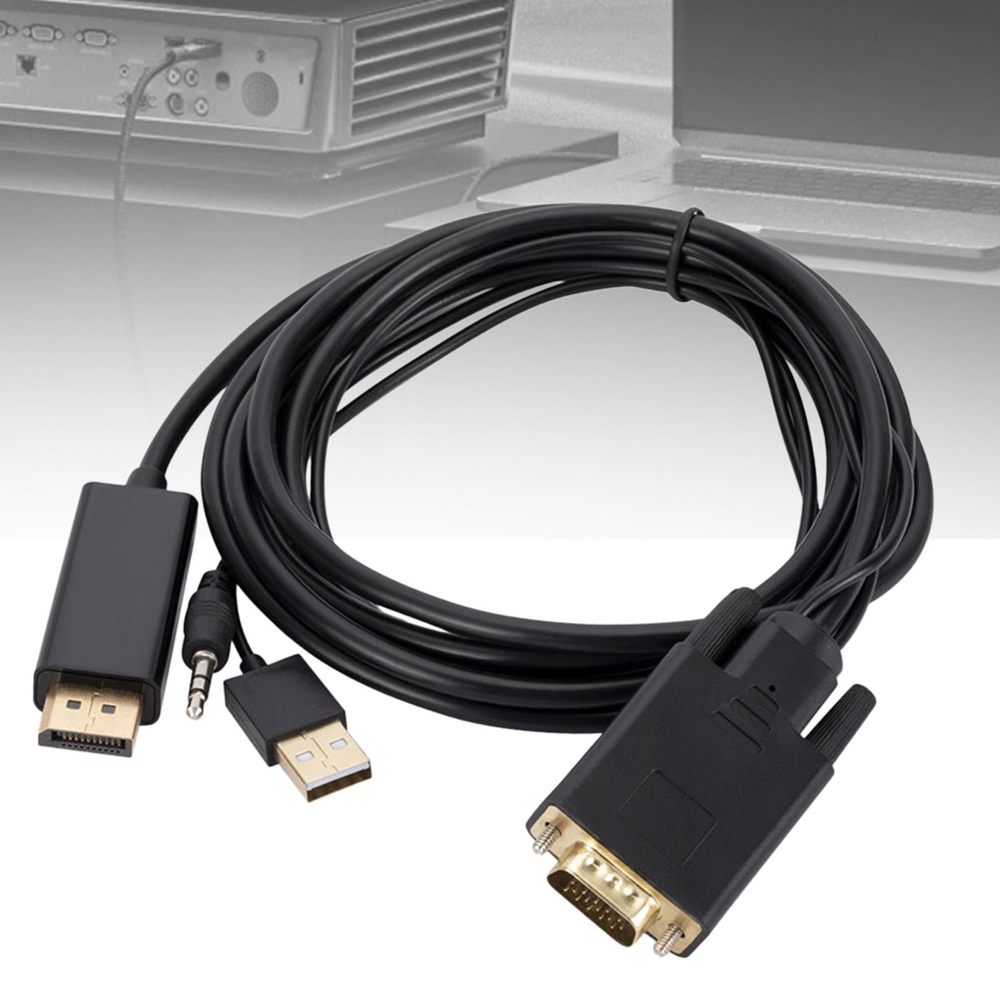 VGA to DisplayPort Cable 1.8M Male to Male Converter for PC Monitor Laptop