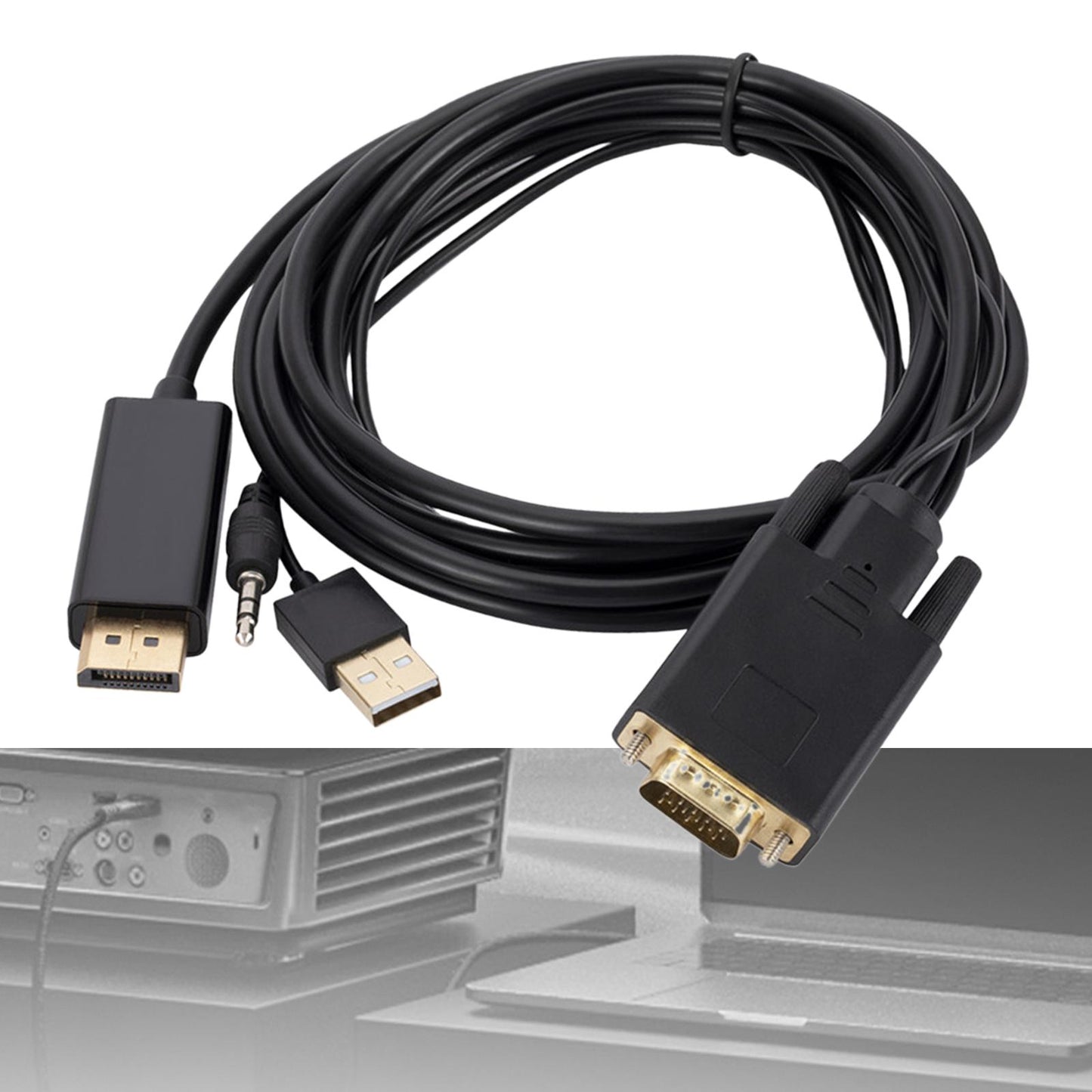 VGA to DisplayPort Cable 1.8M Male to Male Converter for PC Monitor Laptop