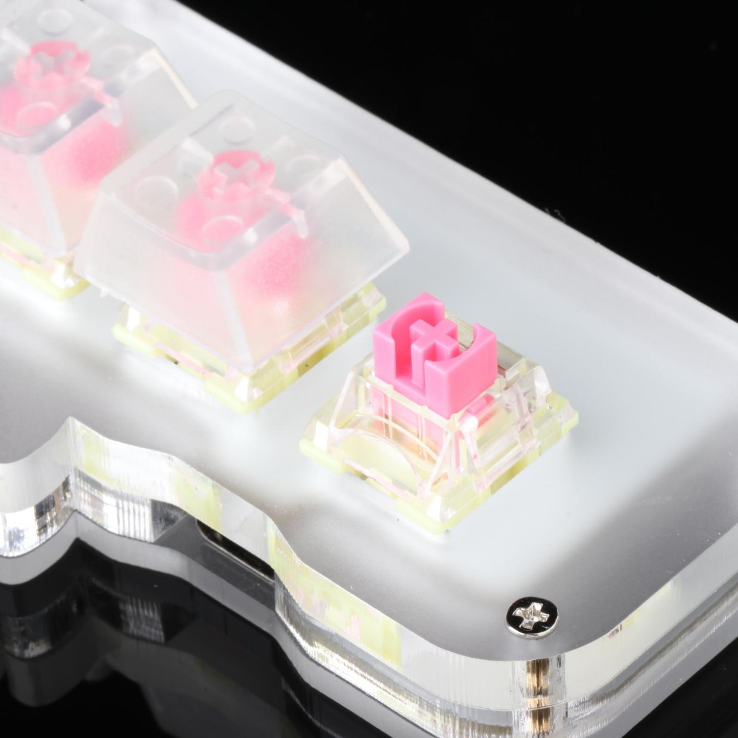 Mini 3 Key Game Keypad Macro Programmable RGB LED Backlit Transparent Keycap Gold Pink Switch