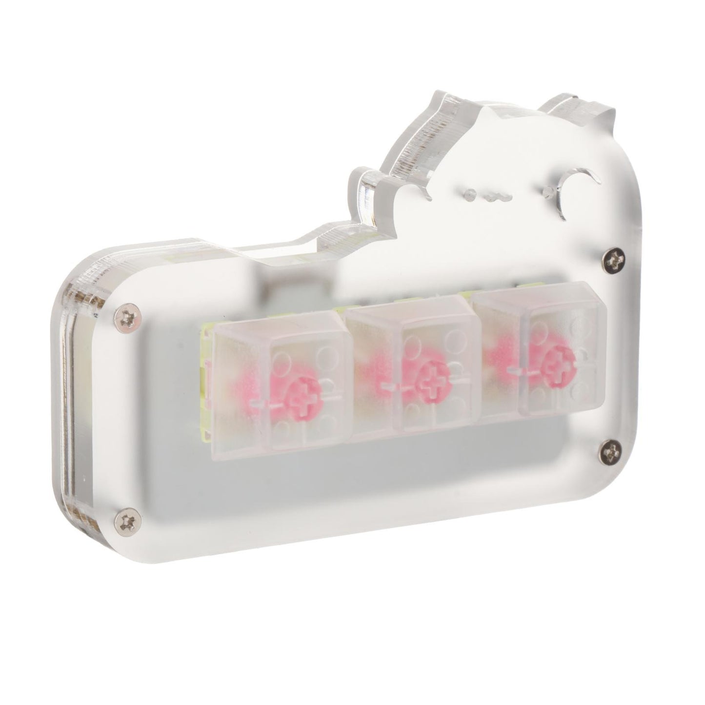 Mini 3 Key Game Keypad Macro Programmable RGB LED Backlit Transparent Keycap Gold Pink Switch