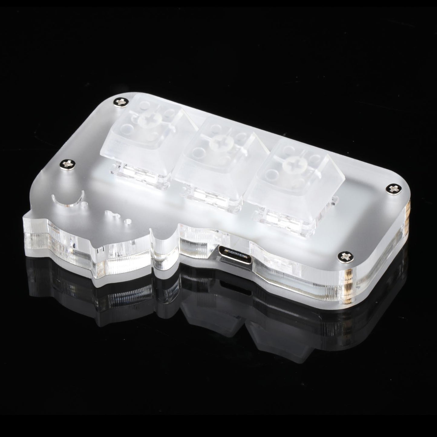 Mini 3 Key Game Keypad Macro Programmable RGB LED Backlit Transparent Keycap Crystal Switch