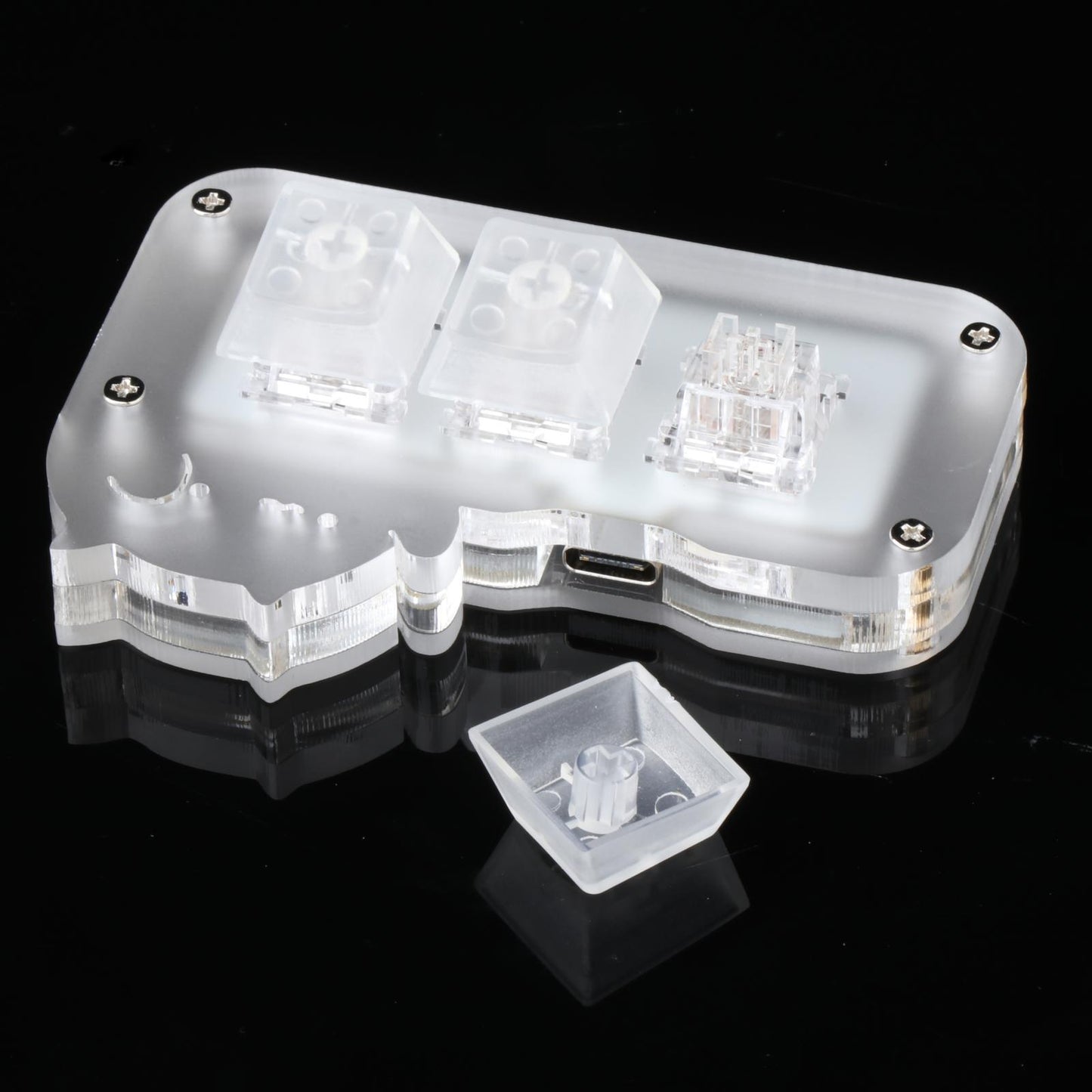 Mini 3 Key Game Keypad Macro Programmable RGB LED Backlit Transparent Keycap Crystal Switch