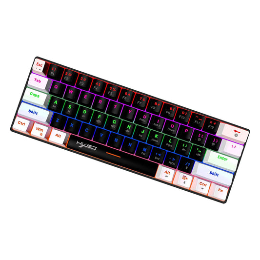 Mechanical Keyboard Mini 61 Keys Mechanical Axis Light Adjustment for Office Whiteblack blackcase