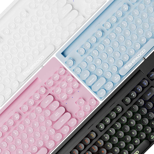 Mechanical Gaming Keyboard Rainbow Backlit for Gamer Office Worker Desktop Black