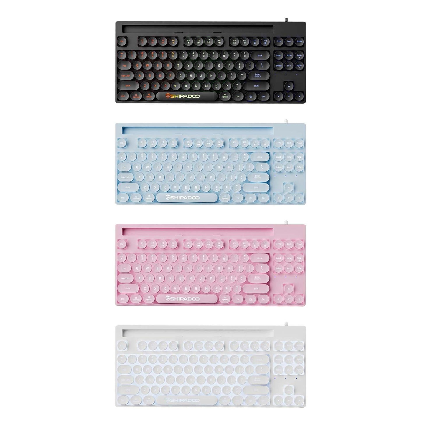 Mechanical Gaming Keyboard Rainbow Backlit for Gamer Office Worker Desktop Black