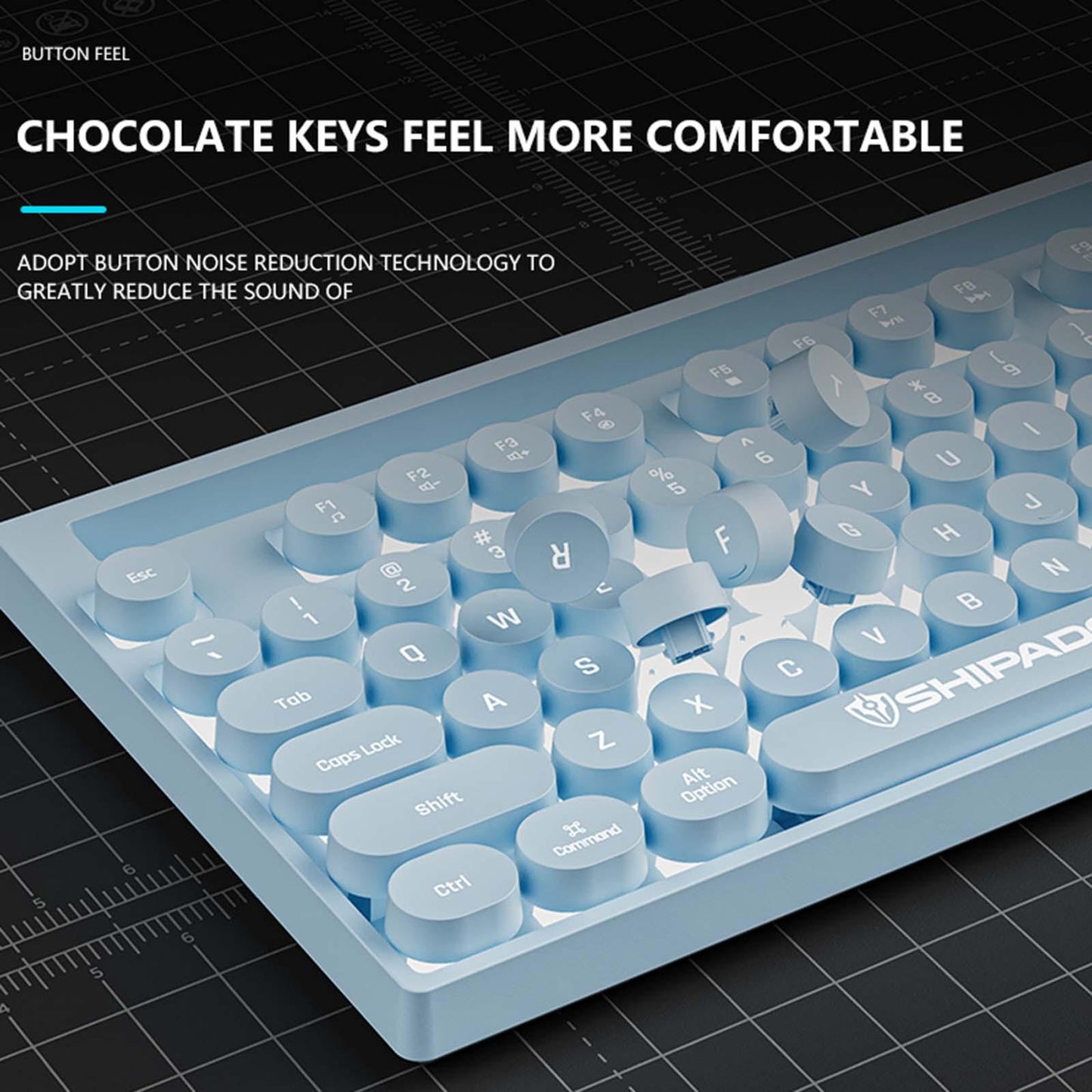 Mechanical Gaming Keyboard Rainbow Backlit for Gamer Office Worker Desktop Blue