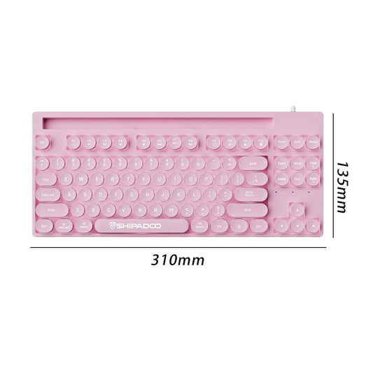 Mechanical Gaming Keyboard Rainbow Backlit for Gamer Office Worker Desktop Pink