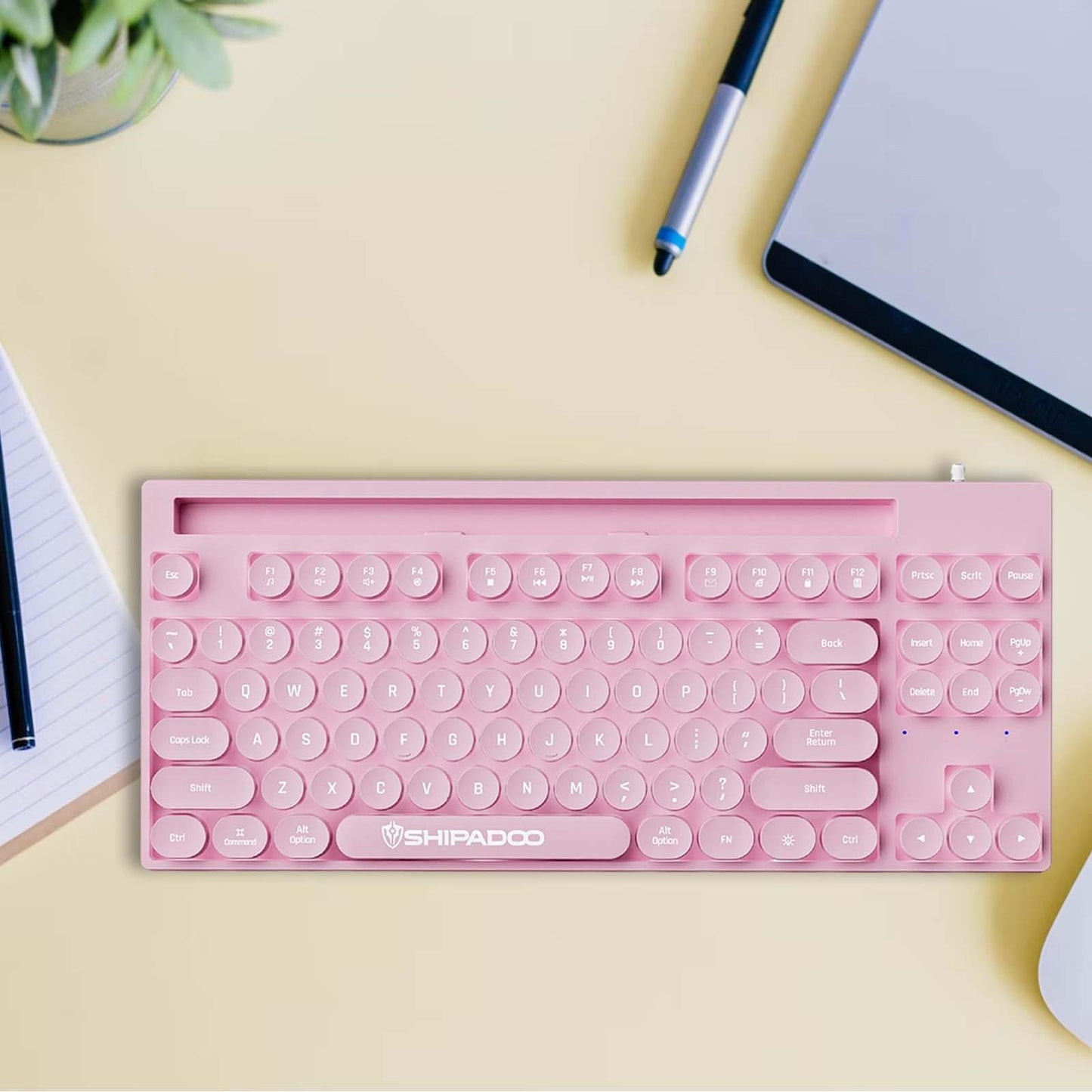 Mechanical Gaming Keyboard Rainbow Backlit for Gamer Office Worker Desktop Pink