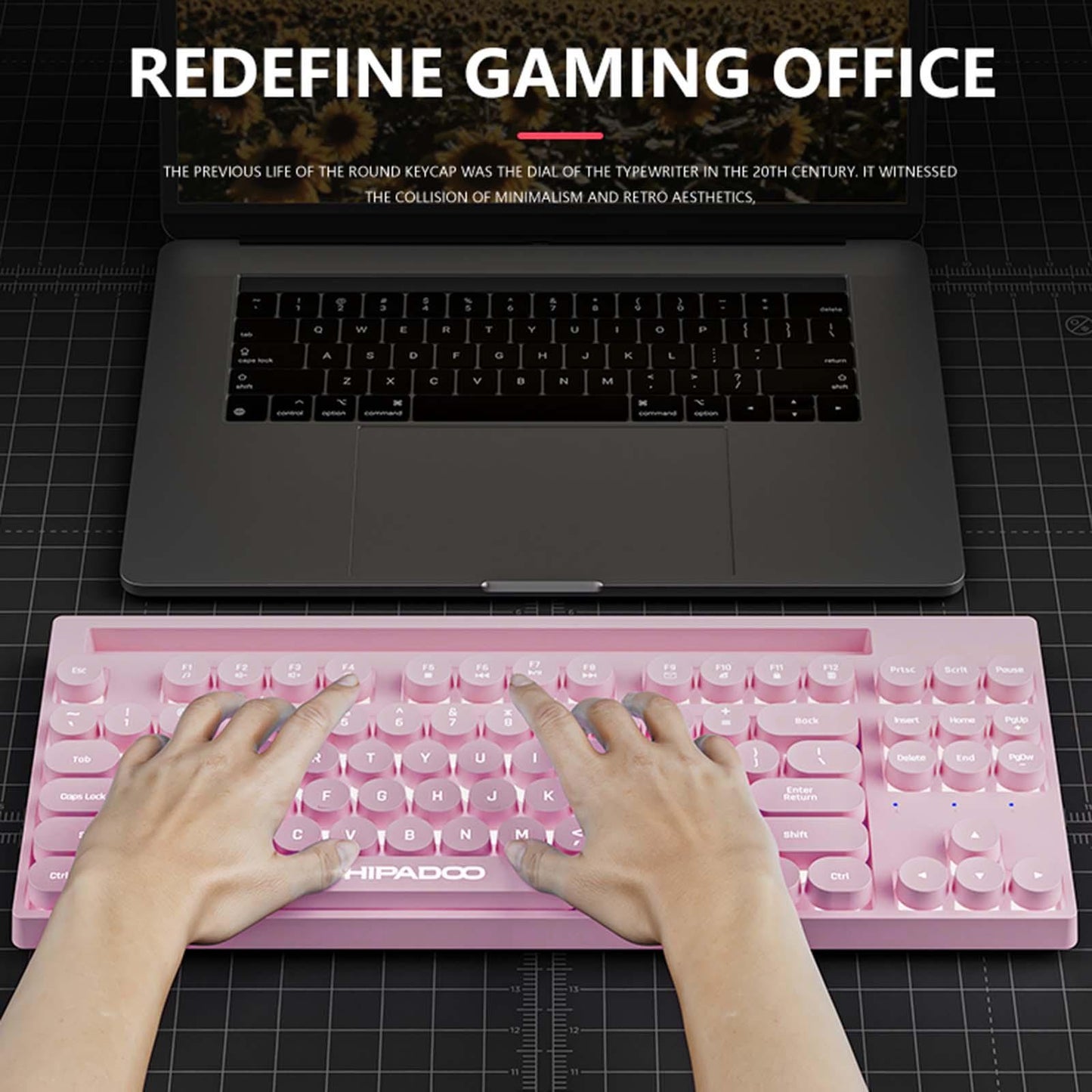 Mechanical Gaming Keyboard Rainbow Backlit for Gamer Office Worker Desktop Pink