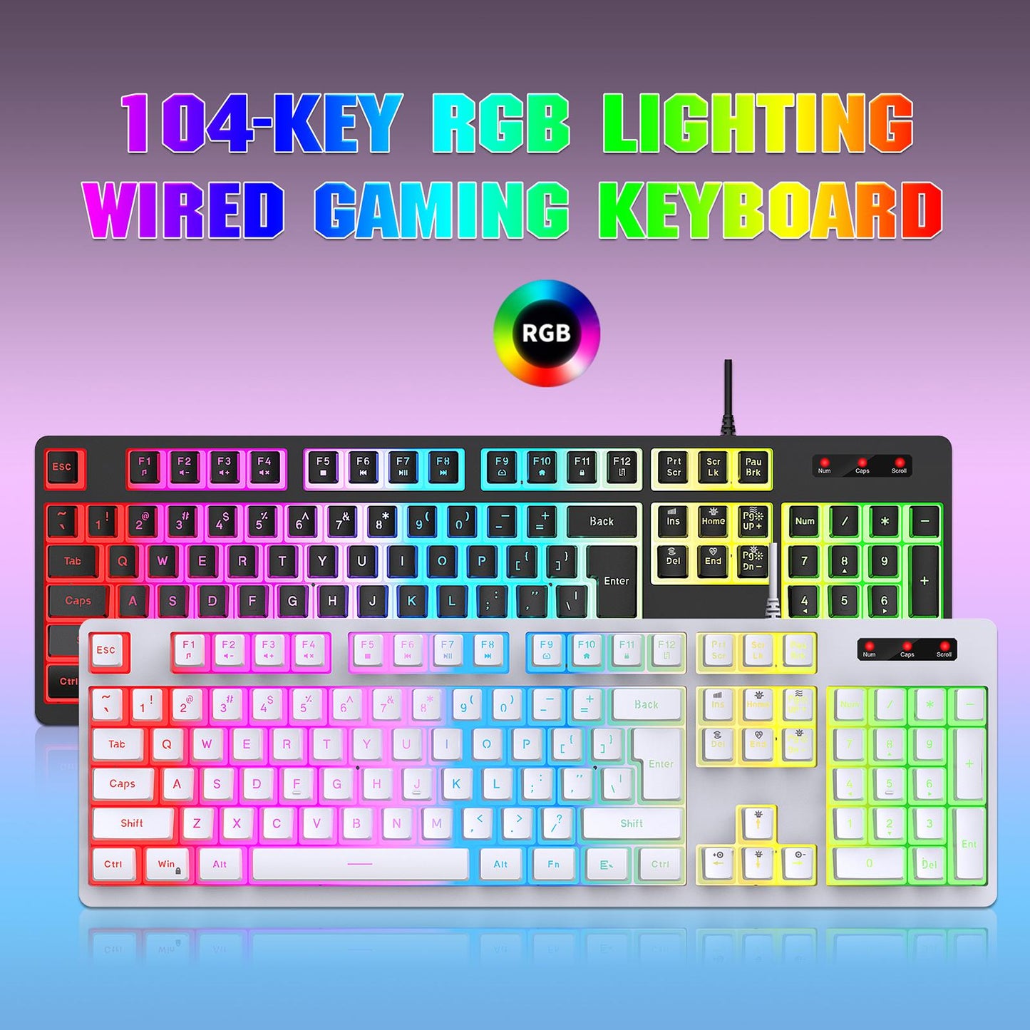 Mechanical Gaming Keyboard Quick Response LED Backlit for Desktop Computer White