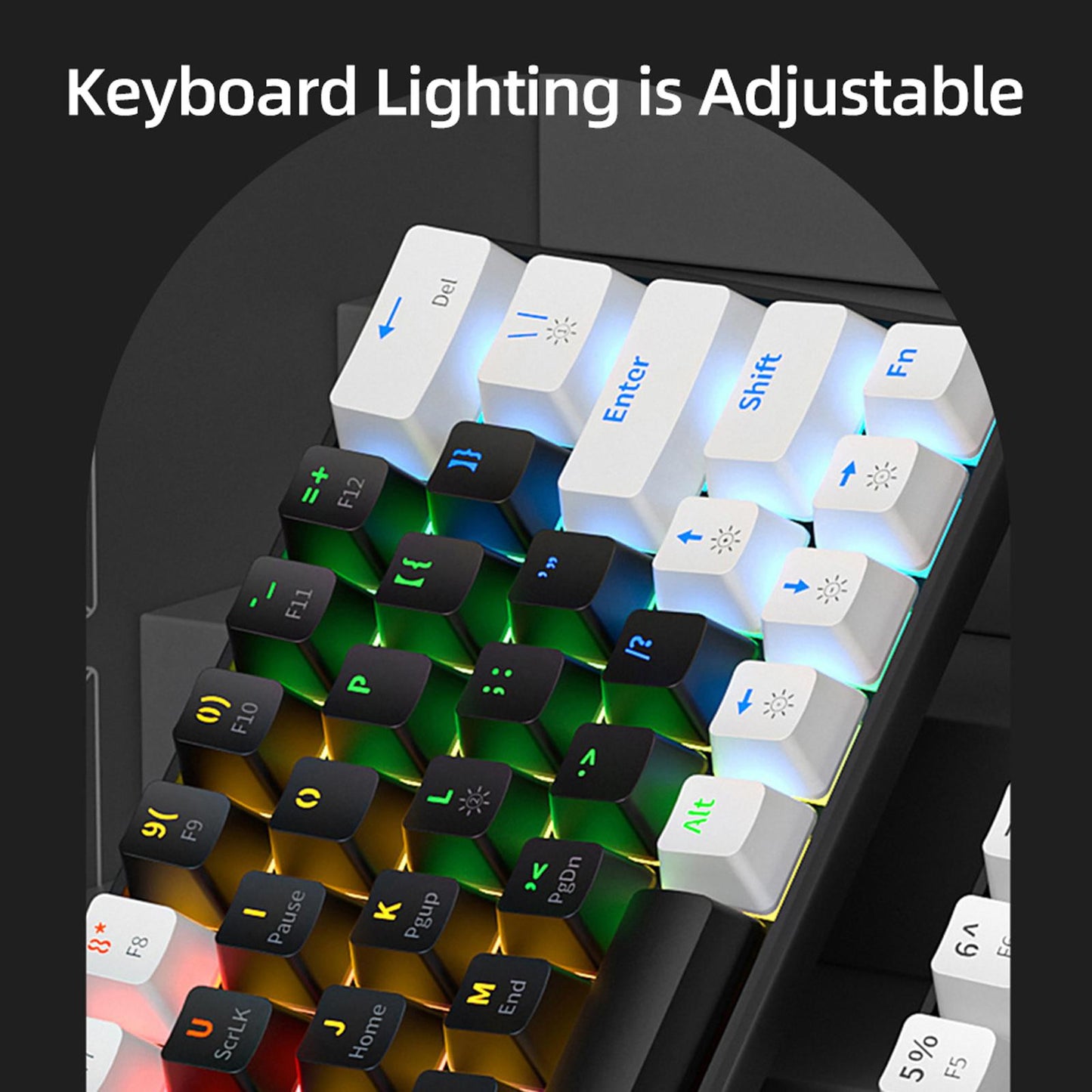 Mechanical Keyboard RGB Backlit Ergonomic Plug and Play for Desktop PC B
