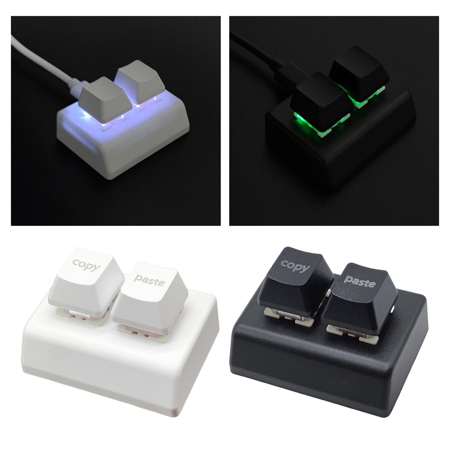 Copy and Paste 2 Key Keyboard Red Switches USB Mini 2 Key Keypad for Drawing White