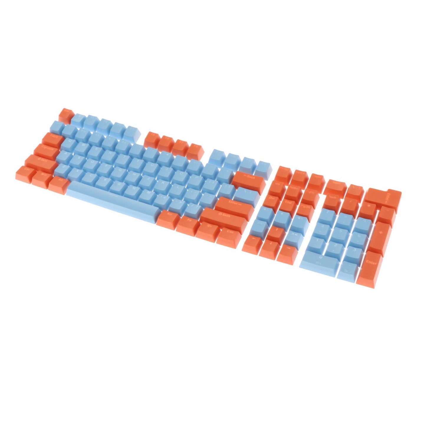 Keycaps Set Backlit Two Color Key Caps for Mechanical Keyboards 980K 87 Keys Orange,Light Blue
