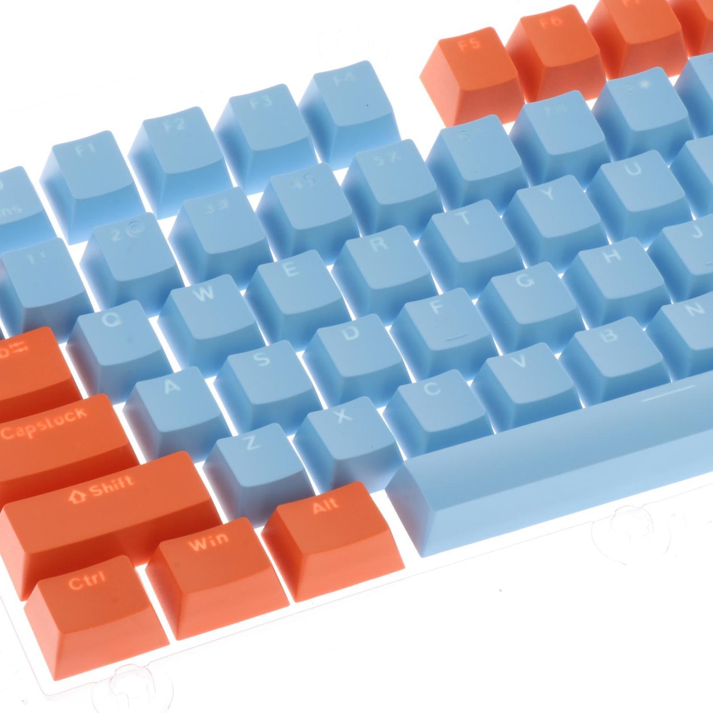 Keycaps Set Backlit Two Color Key Caps for Mechanical Keyboards 980K 87 Keys Orange,Light Blue