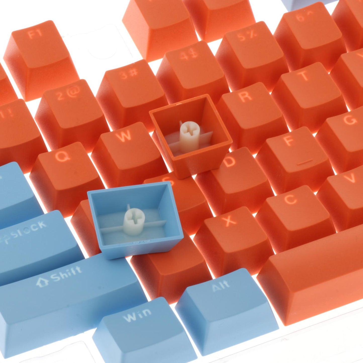 Keycaps Set Backlit Two Color Key Caps for Mechanical Keyboards 980K 87 Keys Light Blue,Orange