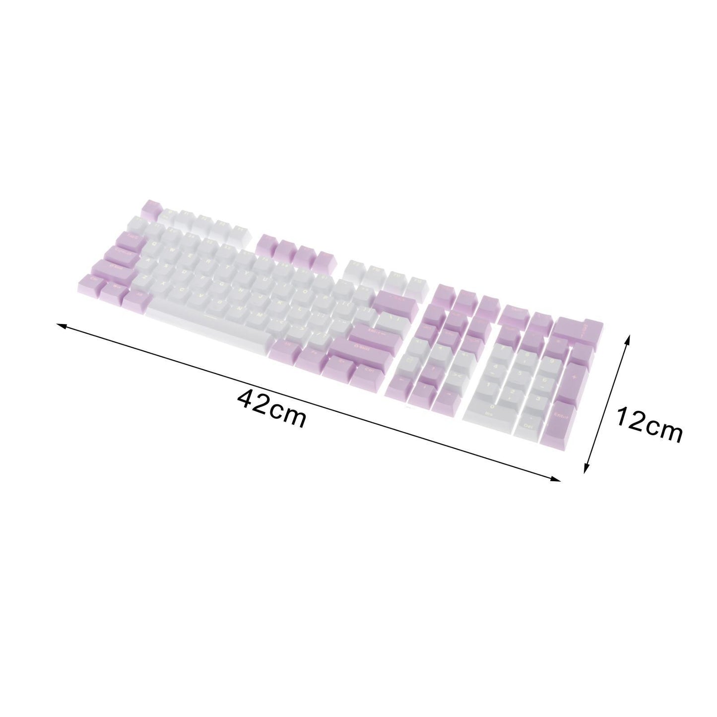 Keycaps Set Backlit Two Color Key Caps for Mechanical Keyboards 980K 87 Keys Light Purple,White